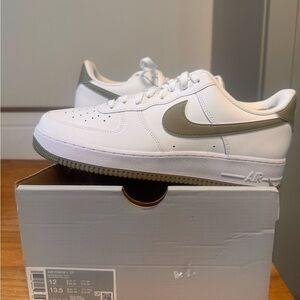 Nike Air Force 1 '07 White and Olive Sneakers